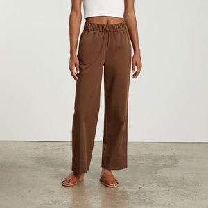 Everlane The Easy Pant Espresso Brown Wide Leg High Rise Elastic Waist Size 0